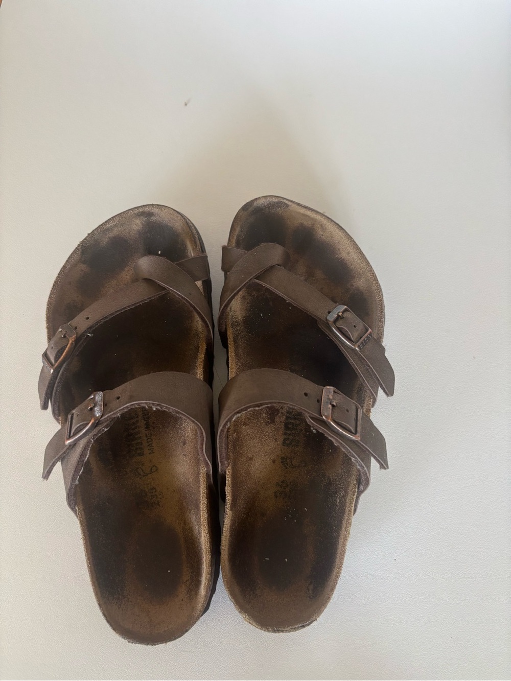 Birkenstocks brown cross strap size 36 (fit women 7)
